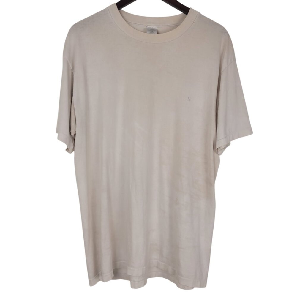 Vintage Unisex Basic Blank White Crewneck Cotton Tee size Large JCPenny